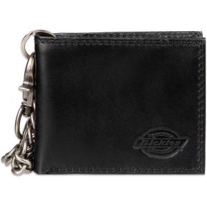 Dickies Men’s RFID Everyday Leather Bifold Chain Wallet Black(Black)