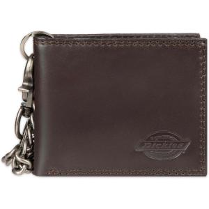 Dickies Men’s RFID Everyday Leather Bifold Chain Wallet Black(Brown)