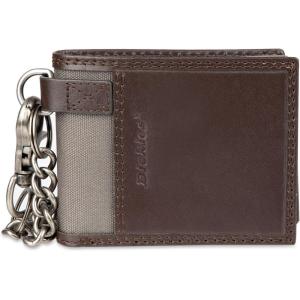 Dickies Men’s RFID Everyday Leather Bifold Chain Wallet Black(Brown Slimfold)