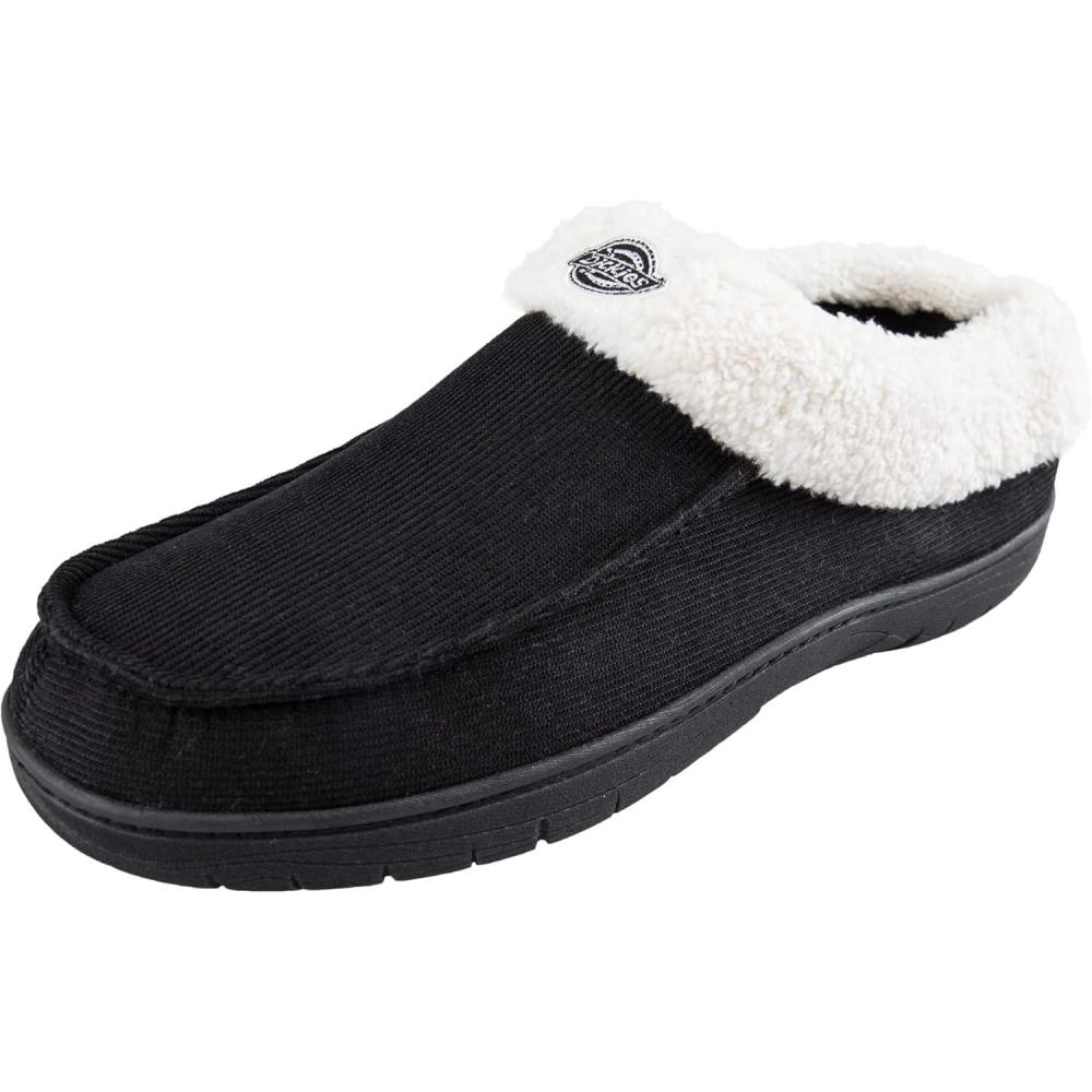 image:imageDickies Open and Closed Back Memory Foam Slippers With IndoorOutdoor SoleBlack Corduroy