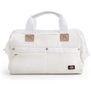 Dickies 16-Inch Durable Canvas Work Bag for Painters, Carpenters, and Builders, Heavy-Duty Zipper, Reinforced Handles, Exterior Pockets, White(White)