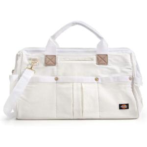 Dickies 20-Inch Durable Canvas Work Bag for Painters, Carpenters, and Builders, Heavy-Duty Zipper, Reinforced Handles, Exterior Pockets, Shoulder Strap, Tan/Grey(White)