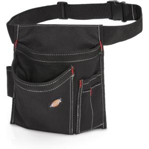 Dickies 5-Pocket Single Side Tool Belt Pouch/Work Apron, Durable Canvas Construction, Adjustable Belt for Custom Fit(Black)