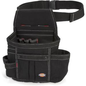 Dickies 8-Pocket Padded Tool Belt/Utility Pouch for Painters, Carpenters, and Builders, Adjustable 3-Inch Belt, Durable Canvas Construction, White(Black)