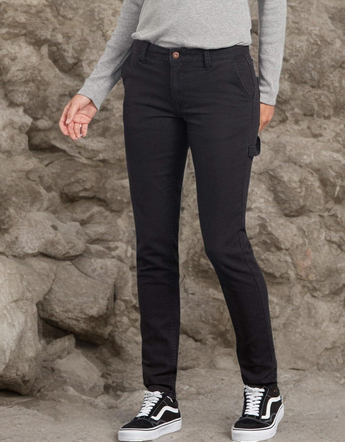 image:imageDickies Womens Slim Straight Stretch Duck Carpenter PantRinsed Black