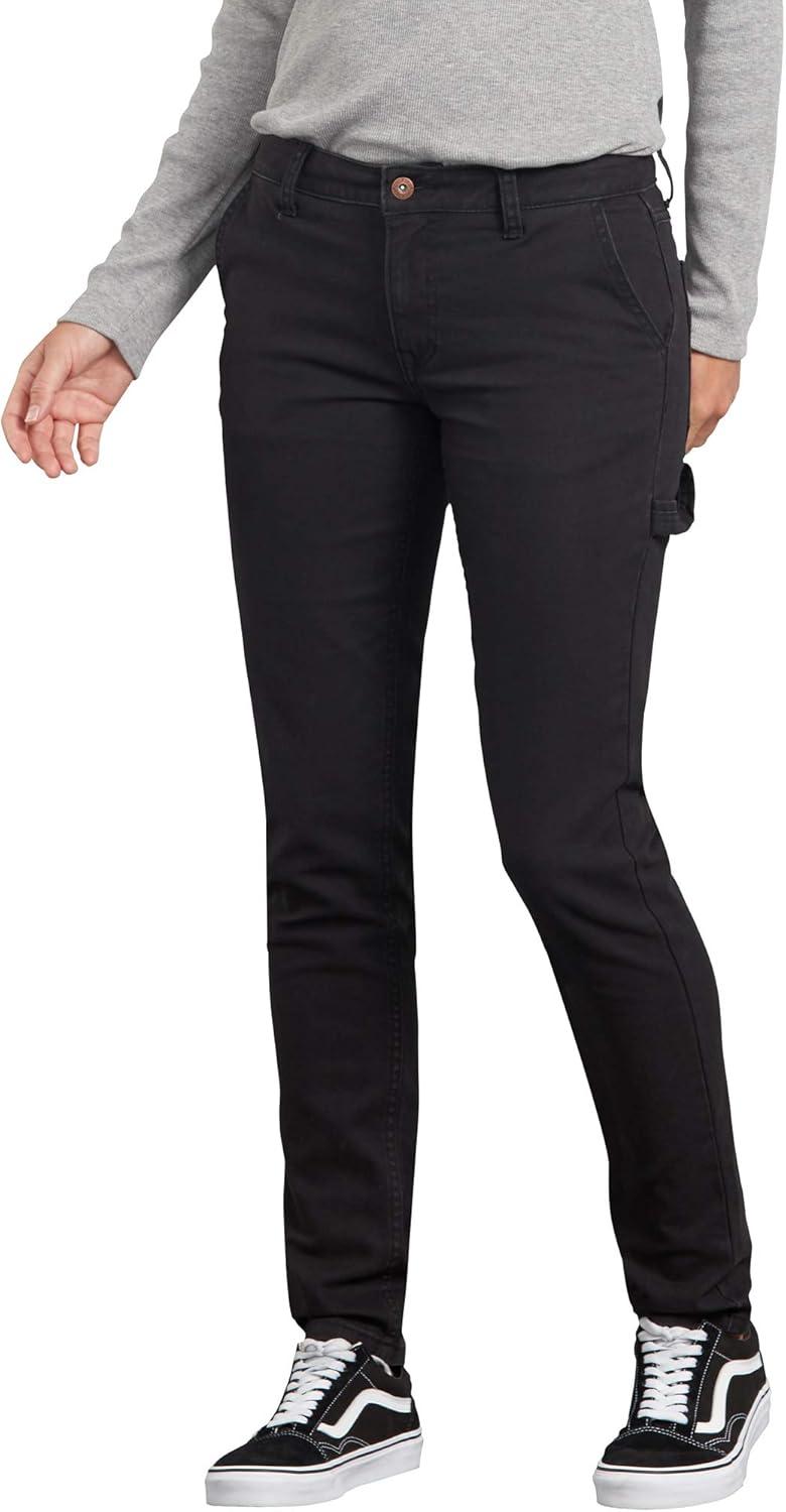 image:imageDickies Womens Slim Straight Stretch Duck Carpenter PantRinsed Black