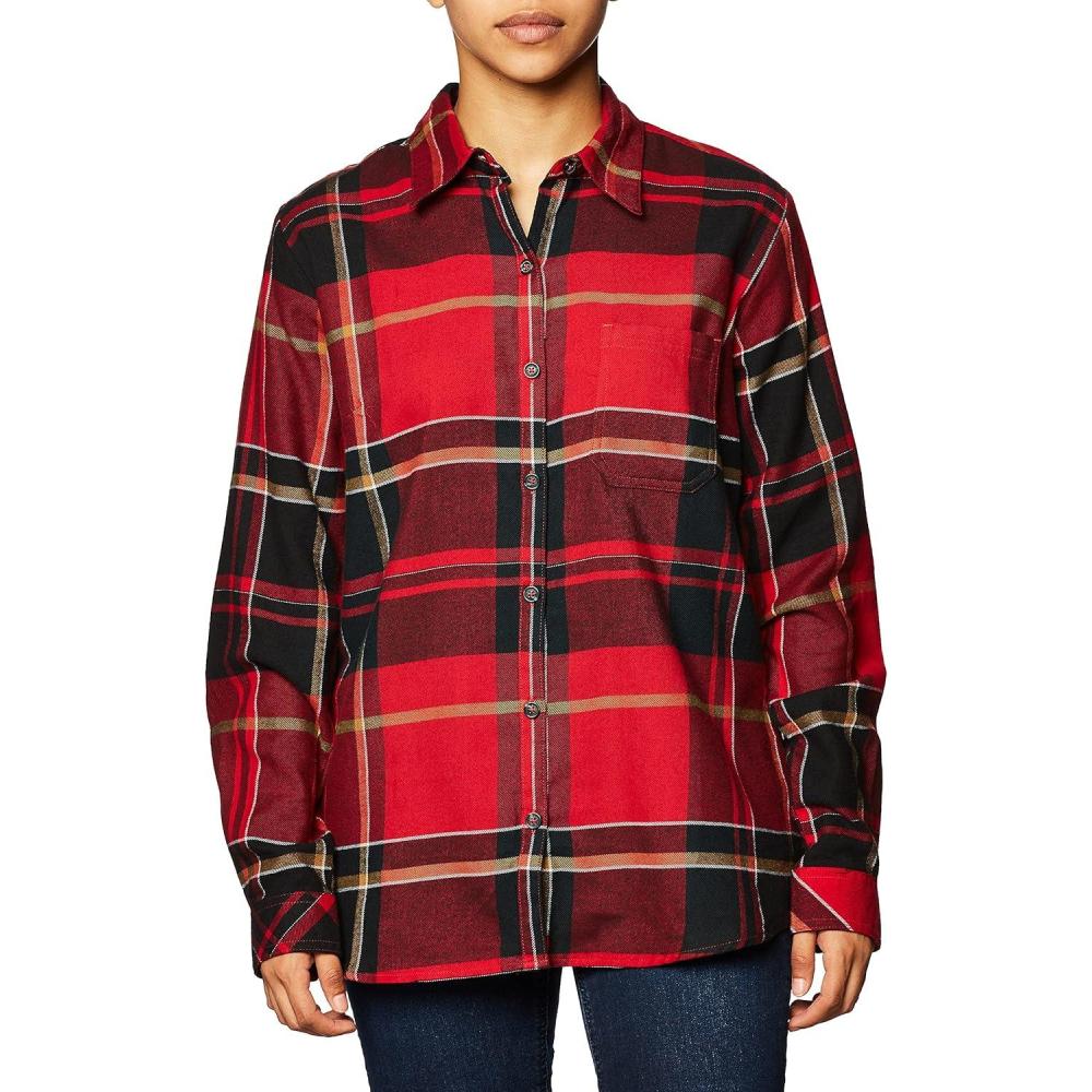 image:imageDickies Womens Long Sleeve Plaid Flannel ShirtEnglish Red Black Plaid