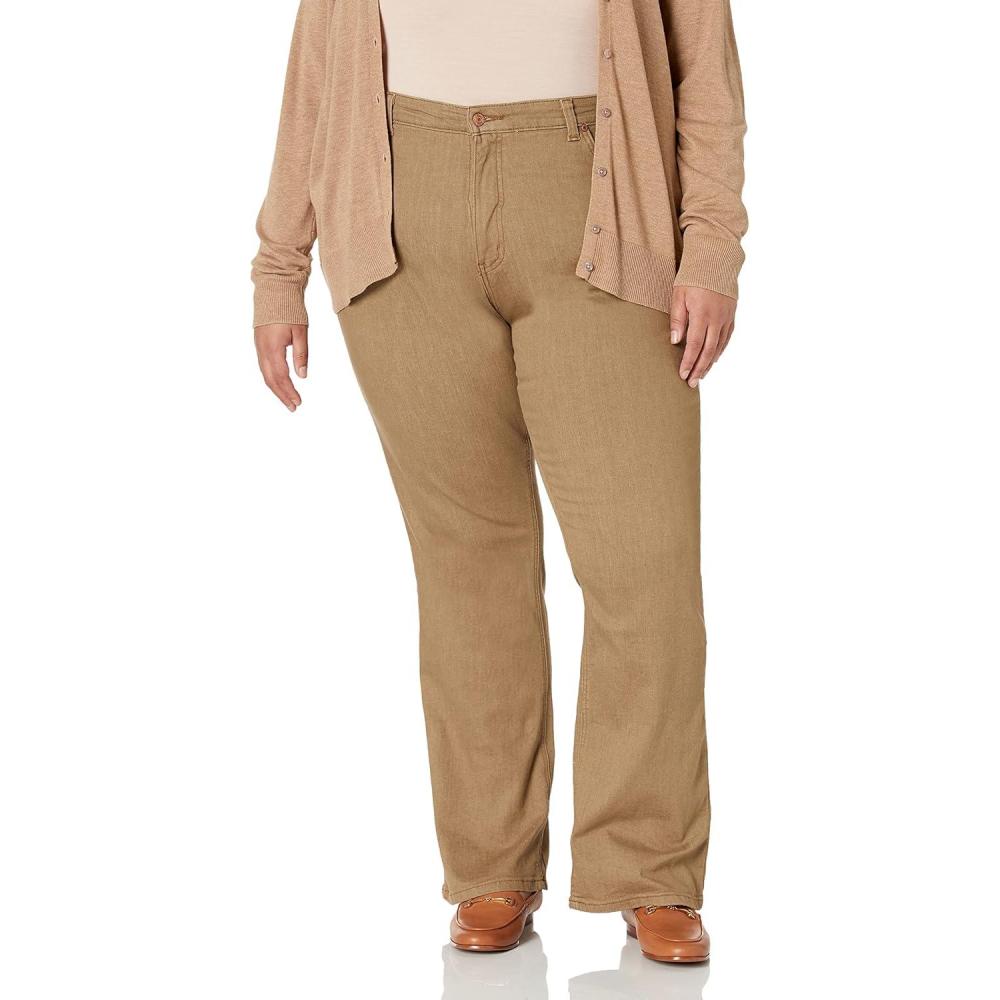 image:imageDickies Womens Plus Perfect Shape Denim High Waist Bootcut JeanStonewashed Bronze Sand V1
