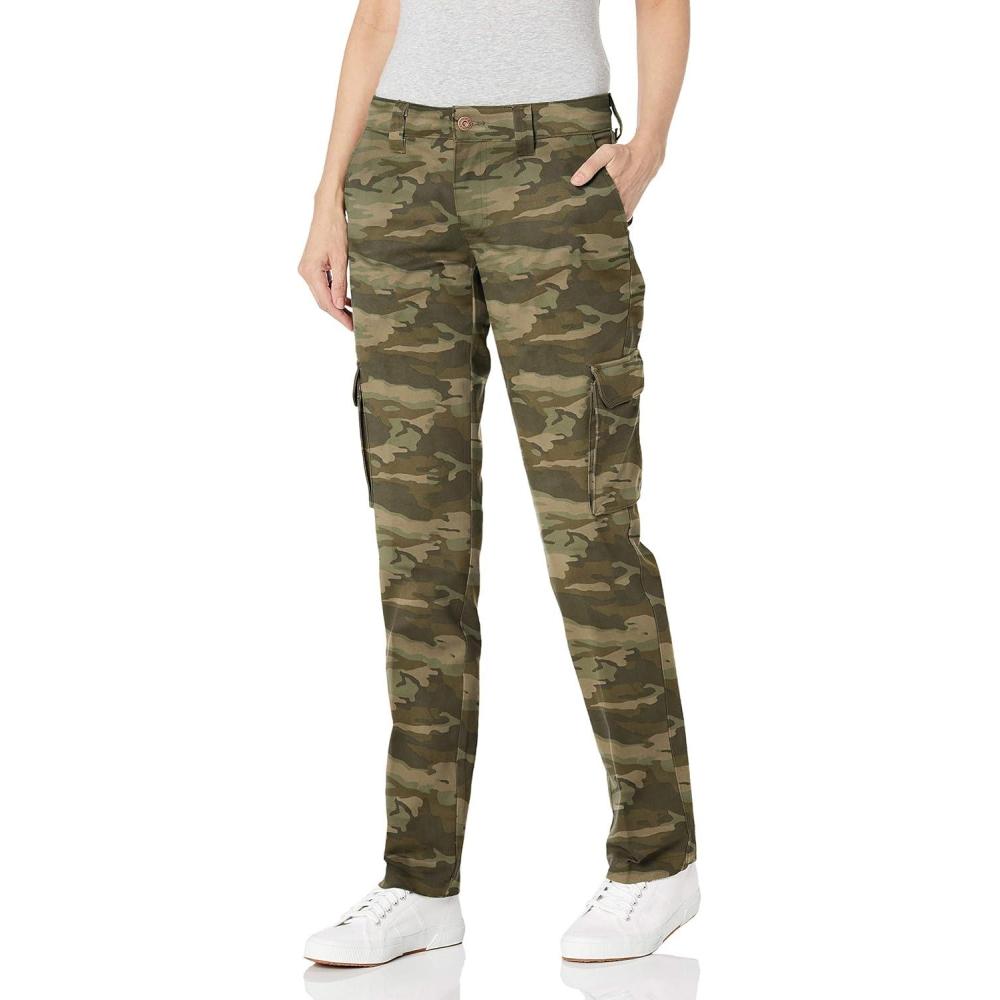 image:imageDickies Womens Relaxed Fit Stretch Cargo Straight Leg PantsLight Sage Camo V1
