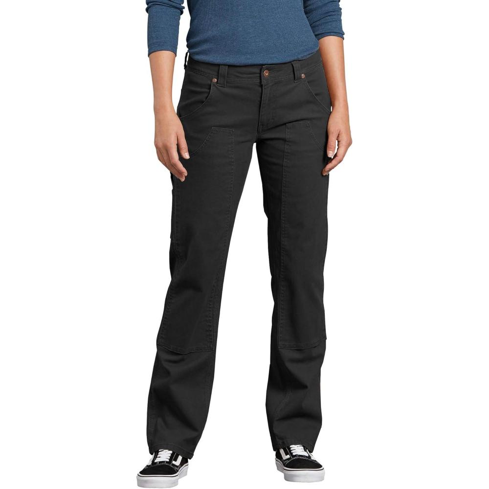 image:imageDickies Womens Relaxed Straight Stretch DoubleFront Carpenter PantRinsed Black