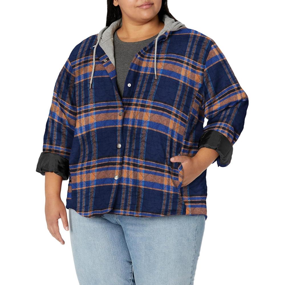 image:imageDickies Womens Womens Plus Flannel Hooded Shirt Jacket