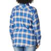 Dickies Womens Long Sleeve Plaid Flannel Shirt(Ombre Blue Grey Plaid)
