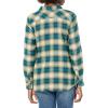Dickies Womens Long Sleeve Plaid Flannel Shirt(Ombre Khaki Green Plaid)