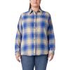 Dickies Womens Long Sleeve Plaid Flannel Shirt(Ink Navy/Clear Blue Ombre)