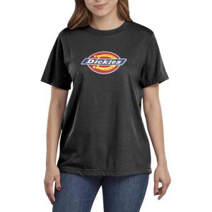 Dickies Womens Logo Graphic Short Sleeve T-Shirt(Black)