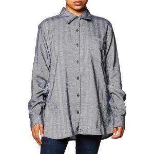 Dickies Womens Long Sleeve Plaid Flannel Shirt(Blue Two Tone Herringbone)