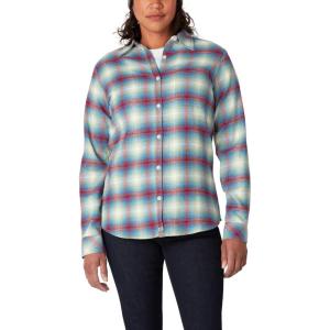 Dickies Womens Long Sleeve Plaid Flannel Shirt(Ombre Red Blue)