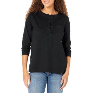 Dickies Women’s Long-Sleeve 3-Button Henley Shirt(Knit Black)