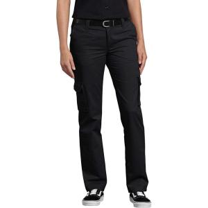 Dickies Women’s Relaxed Fit Stretch Cargo Straight Leg Pants(Black V1)