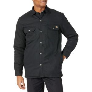 Dickies mens Flannel Lined Duck Shirt Jacket(Black)