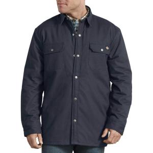 Dickies mens Plaid Lined Shirt Jacket(Dark Navy)