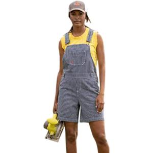 Dickies womens Bib Shortall(Rinsed Hickory Stripe)