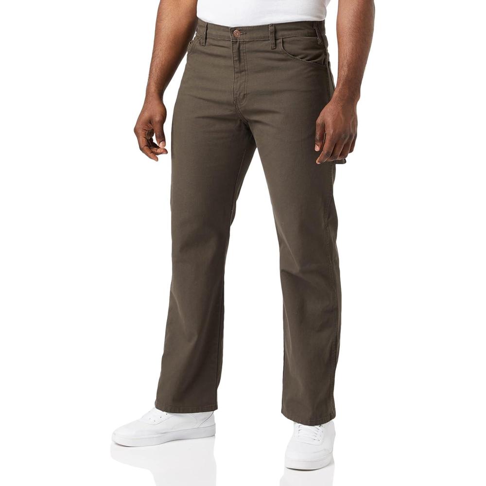 image:imageDickies Mens Relaxed Fit Heavyweight Duck Carpenter PantsBlack Olive V1
