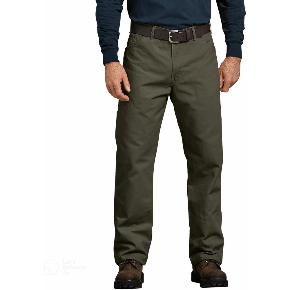 image:imageDickies Mens Relaxed Fit Heavyweight Duck Carpenter PantsRinsed Moss Green