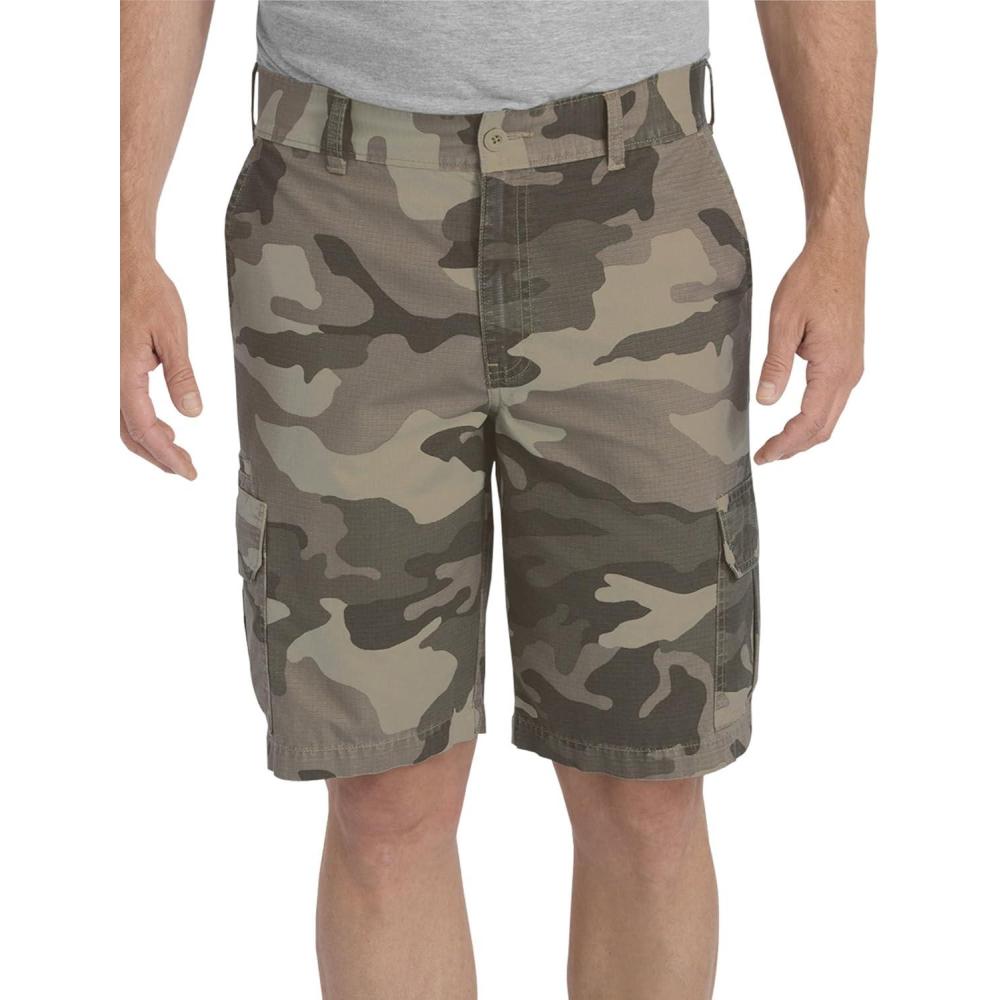 image:imageDickies Mens 11 Inch Relaxed Fit Lightweight Ripstop Cargo ShortStonewashed Pebble BrownBlackOlive Camo V1