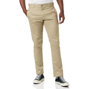Dickies Men’s Skinny Fit Straight Leg Pants – Slim Stretch Work Trousers for Office, Retail & Casual Wear(Desert Sand V1)