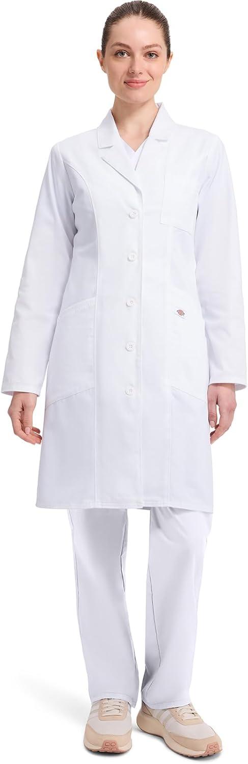 image:imageDickies Contemporary Fit Womens 37 Twill Fitted Lab Coat 82401White