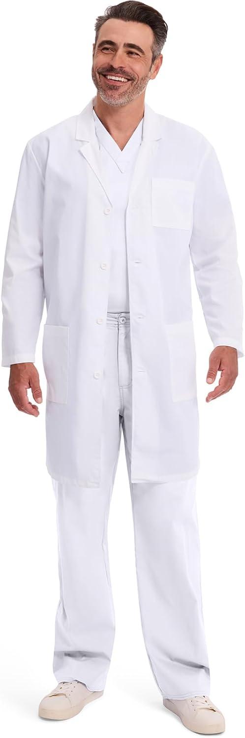 image:imageDickies Lab Coat for Men and Women 40 Button Front Closure Unisex Lab Coat with 3 Pockets 83403White