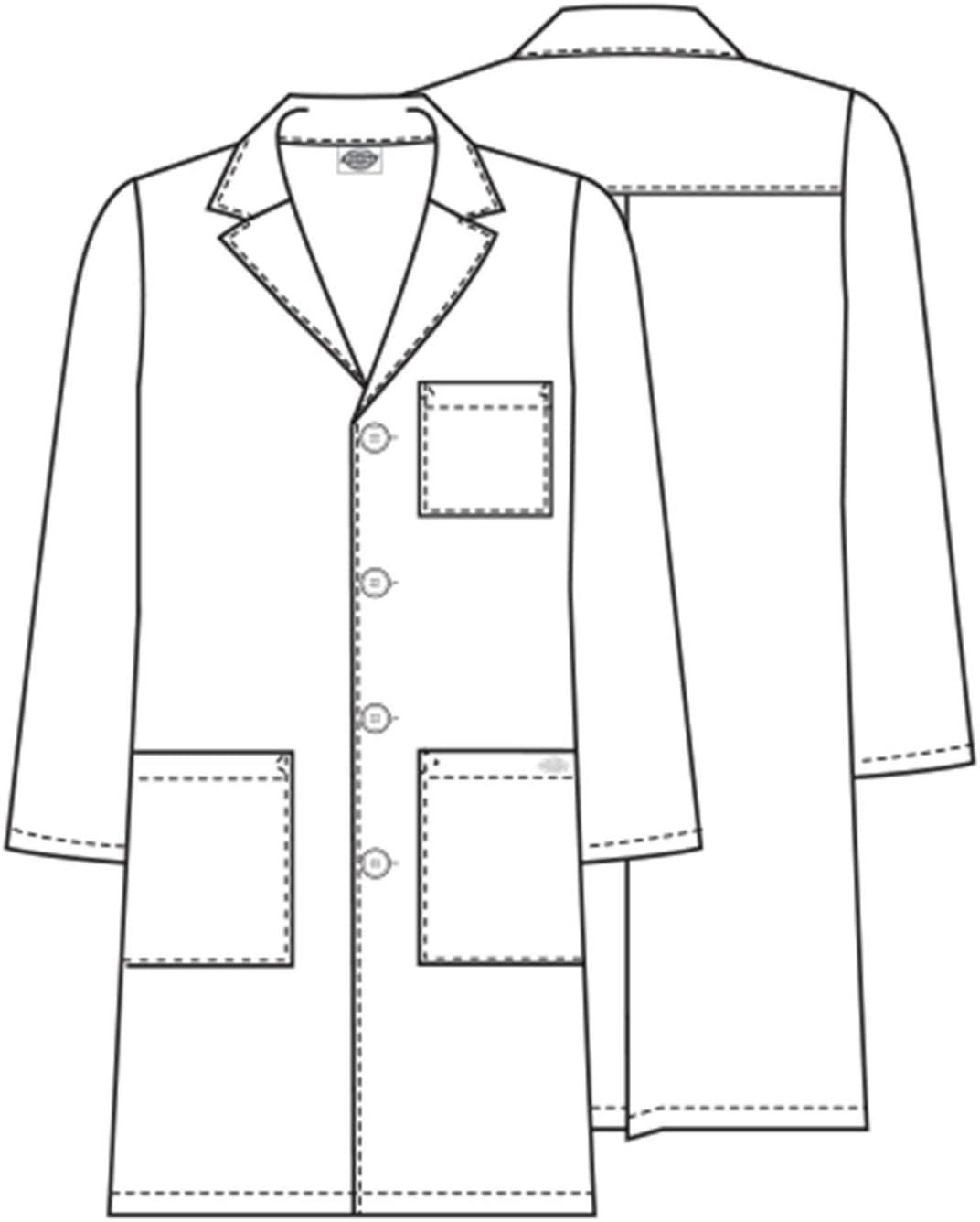 image:imageDickies Lab Coat for Men and Women 40 Button Front Closure Unisex Lab Coat with 3 Pockets 83403White