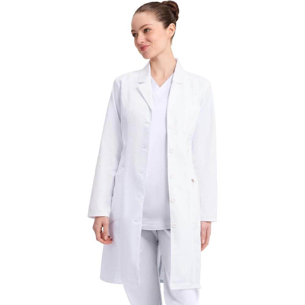 image:imageDickies Contemporary Fit Womens 37 Twill Fitted Lab Coat 82401White