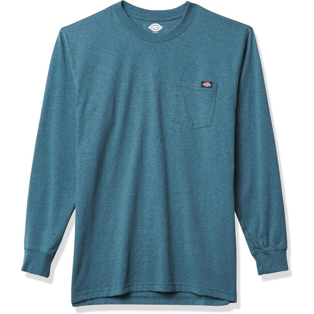 image:imageDickies Mens Big and Tall Long Sleeve Heavyweight Crew NeckBaltic Blue Single Dye