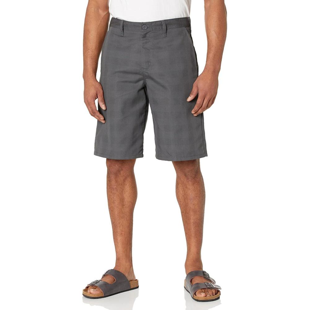 image:imageDickies Mens Flex Regular Fit Plaid Flat Front 11in ShortsCharcoal