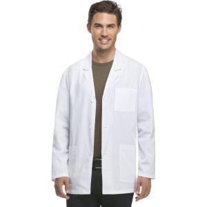 Dickies Mens Coat Lab Coat with 4 Pockets Notched Lapel with Three Button Closure – 81404(White)