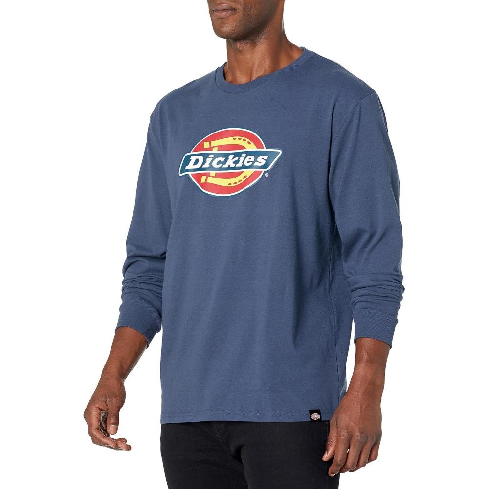 image:imageDickies Mens Long Sleeve Regular Fit Logo TeeAta Midnight Blue