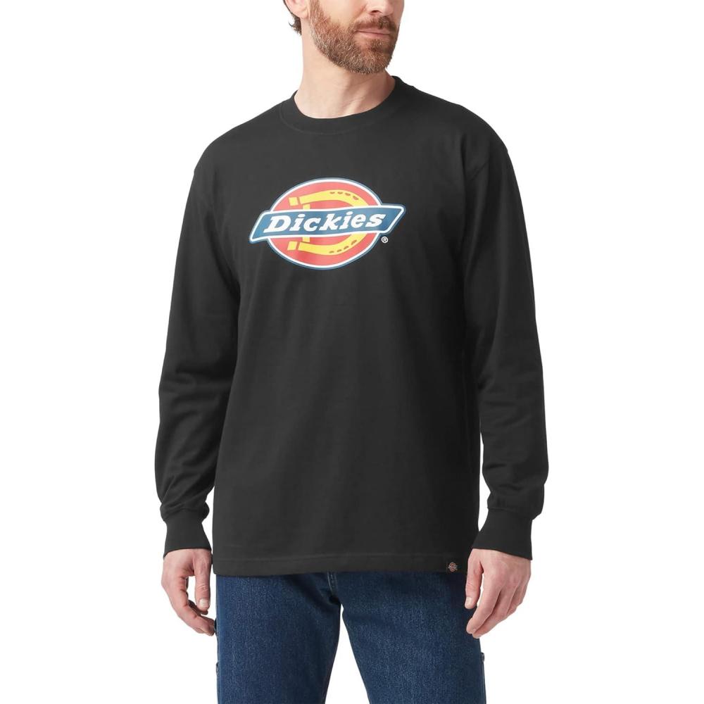 image:imageDickies Mens Long Sleeve Regular Fit Logo TeeKnit Black