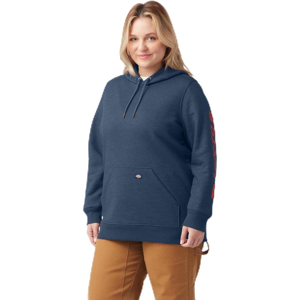 image:imageDickies womens Womens Plus Heavyweight Wordmark Fleece PulloverHeather Navy