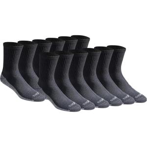 Dickies Men’s Dri-Tech Mid-Crew Comfort Length Moisture Control Socks (6, 12 Pairs)(Comfort Length Black (12 Pairs))