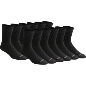 Dickies Men’s Dri-Tech Mid-Crew Comfort Length Moisture Control Socks (6, 12 Pairs)(Comfort Length Black Solid (12 Pairs))