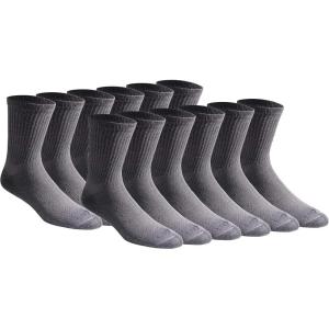 Dickies Men’s Dri-Tech Mid-Crew Comfort Length Moisture Control Socks (6, 12 Pairs)(Comfort Length Charcoal (12 Pairs))