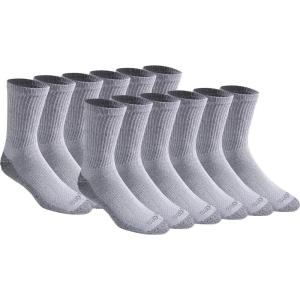 Dickies Men’s Dri-Tech Mid-Crew Comfort Length Moisture Control Socks (6, 12 Pairs)(Comfort Length Grey (12 Pairs))