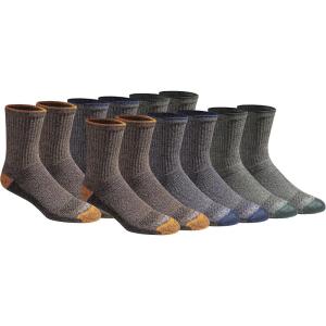Dickies Men’s Dri-Tech Mid-Crew Comfort Length Moisture Control Socks (6, 12 Pairs)(Comfort Length Tipped (12 Pairs))