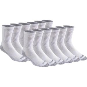 Dickies Men’s Dri-Tech Mid-Crew Comfort Length Moisture Control Socks (6, 12 Pairs)(Comfort Length White (12 Pairs))