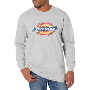 Dickies Mens Long Sleeve Regular Fit Logo Tee(Heather Gray)