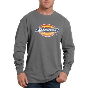 Dickies Mens Long Sleeve Regular Fit Logo Tee(Stone Gray V1)